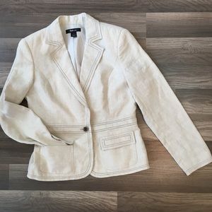 Style Co Women Blazer Jacket 100% Linen Pocket